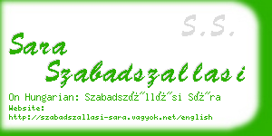 sara szabadszallasi business card